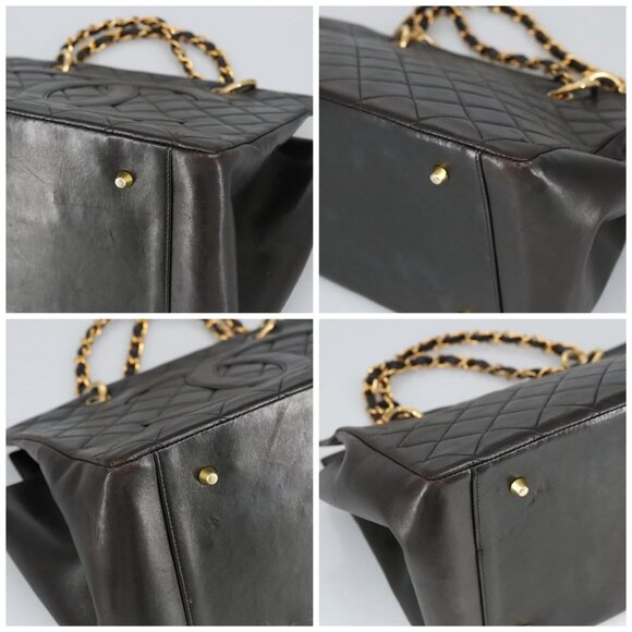 CHANEL Matelasse Chain Hand Bag Lamb Skin Black Gold CC Auth - Picture 16 of 16